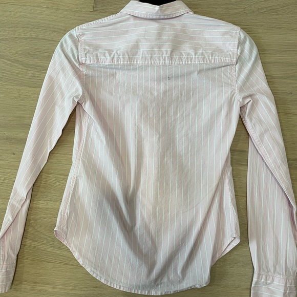NWOT Abercrombie Pink Oxford Button Down+Pinstripe+XXS+Valentines Day - Picture 4 of 5